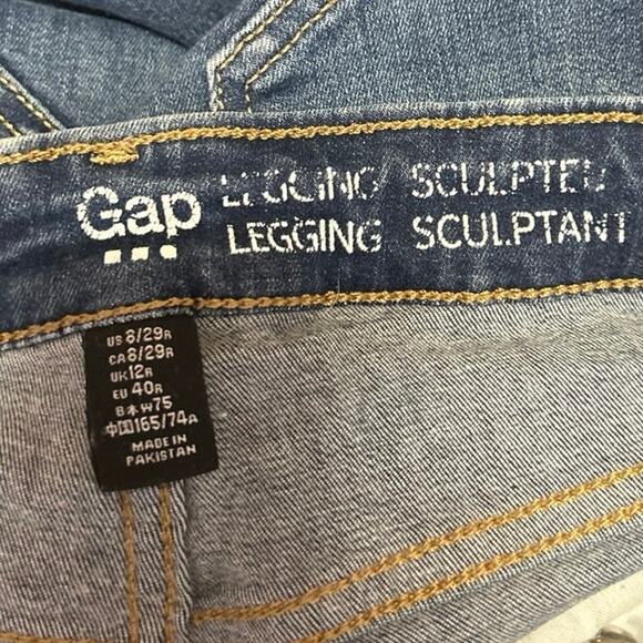 Gap Women's Blue Mid Rise Sculpted Legging Distressed Skinny Denim Jeans Size 8 - Picture 4 of 6